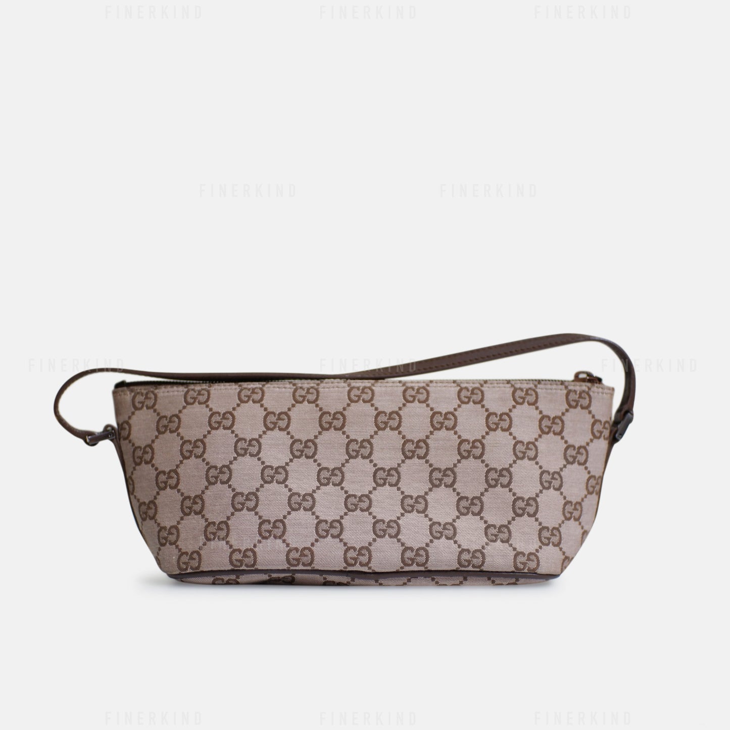 GG Canvas and Espresso Leather Boat Pochette Bag