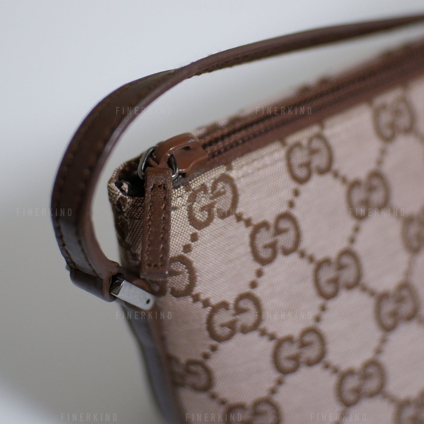 GG Canvas and Espresso Leather Boat Pochette Bag