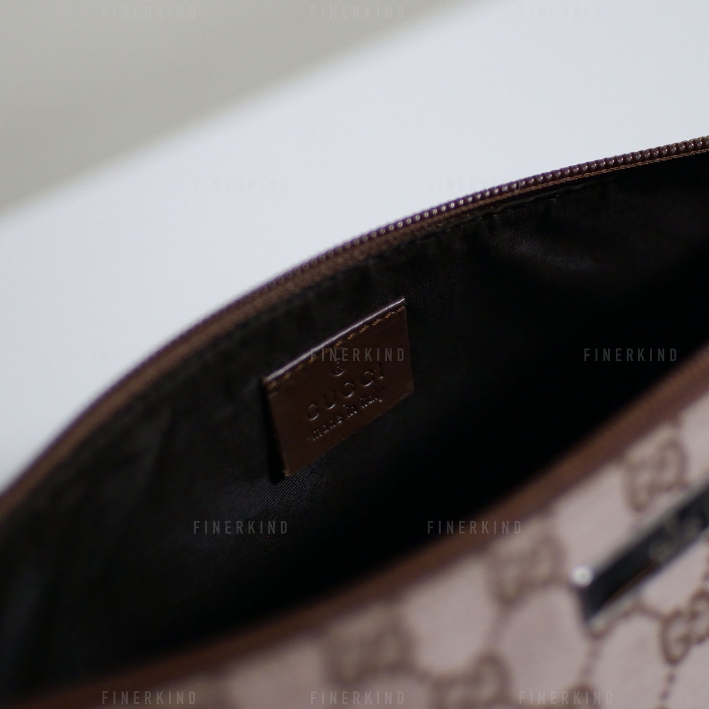 GG Canvas and Espresso Leather Boat Pochette Bag
