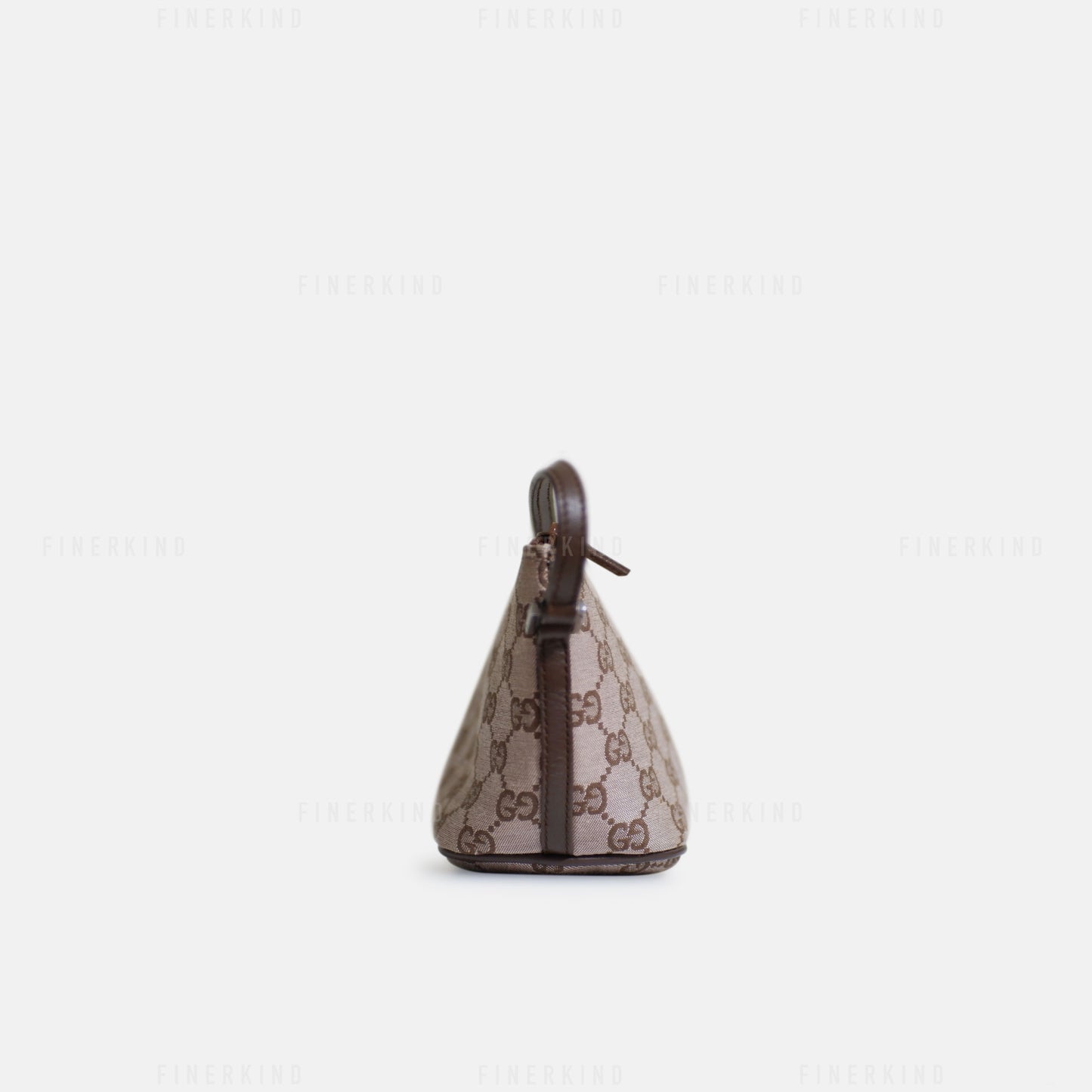 GG Canvas and Espresso Leather Boat Pochette Bag