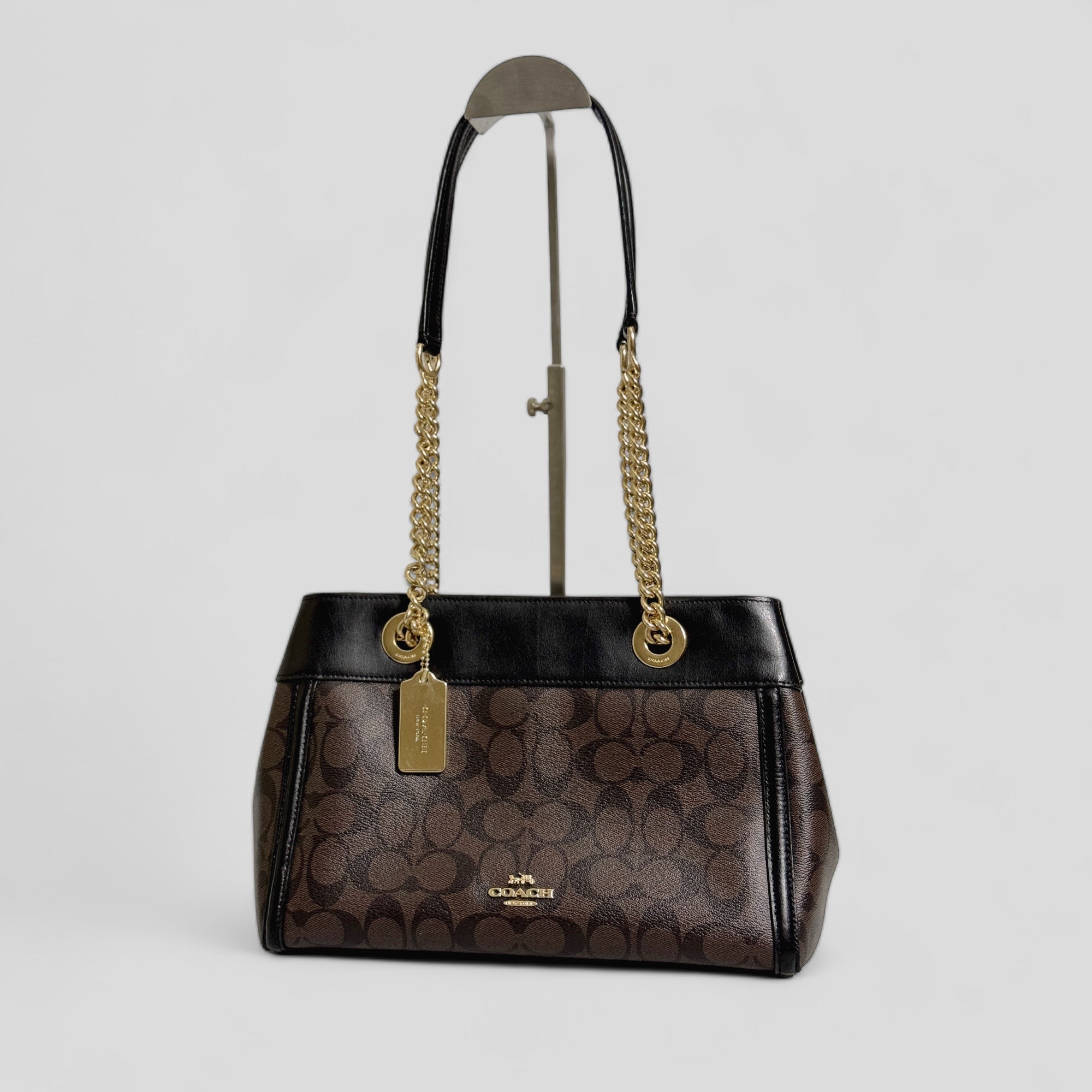 Brooke Chain Carryall Shoulder Bag in Signature Canvas and Gold Hardwa Finer Kind