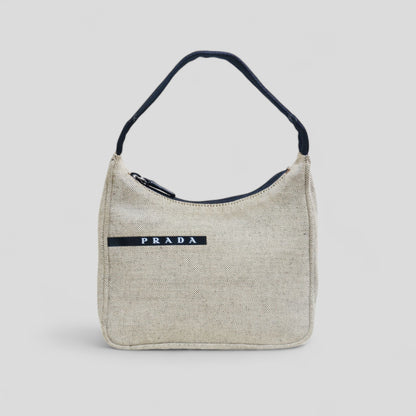 Mini Hobo Gray/Beige Canvas Handbag