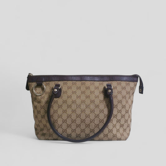 GG Canvas and Leather Tote Bag