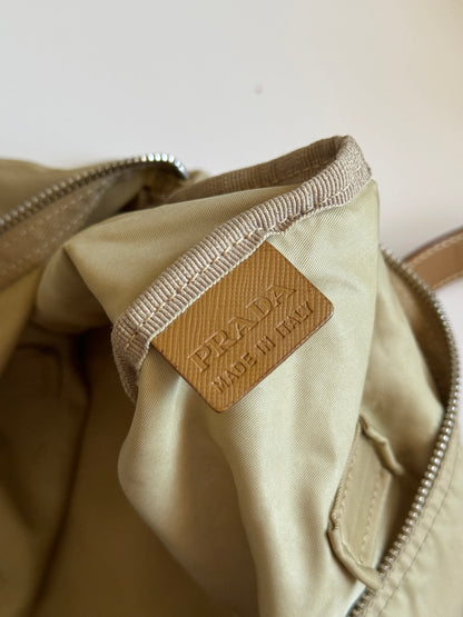 Nylon Mini Duffle Bowler Handbag in Brown