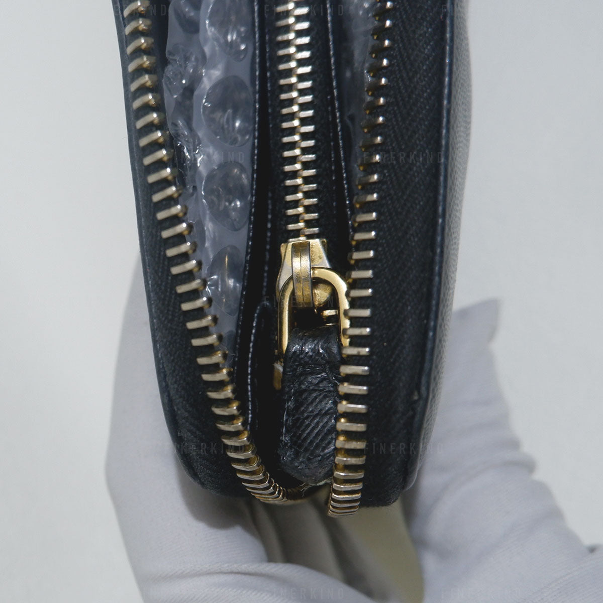 Black Saffiano Leather Zip Around Long Wallet