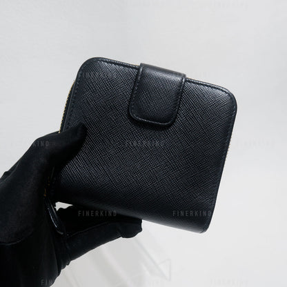Black Saffiano Leather Compact Wallet