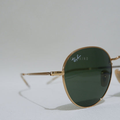 Round Sunglasses in Gold and Green Size 51