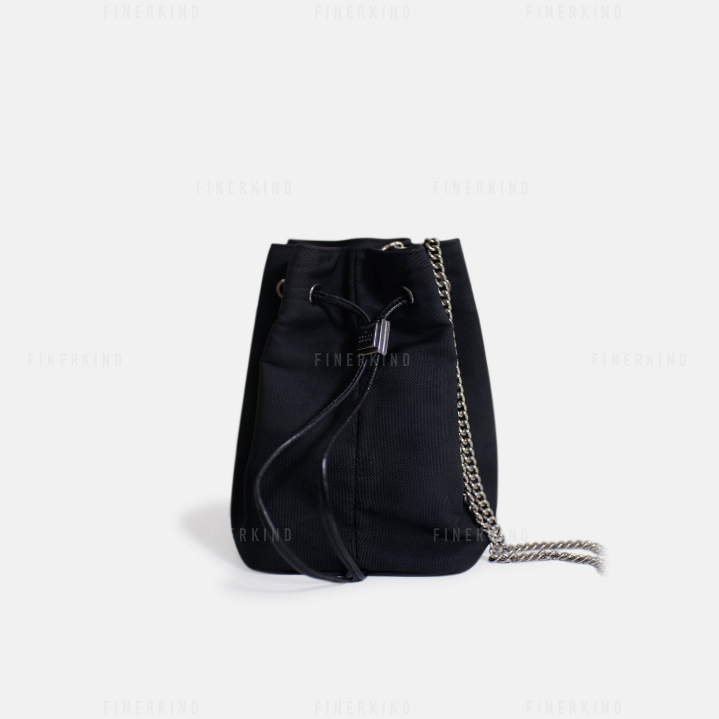 Canvas and Leather in Classic Black Bucket Bag
